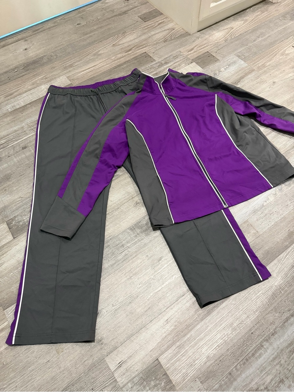 made for life Purple and Gray Women’s Track Jacket & Pants Set